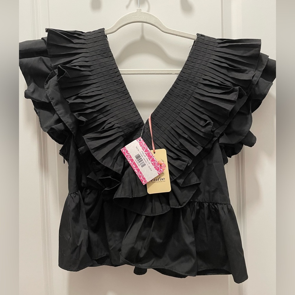 Entro Boutique Black Ruffle Top